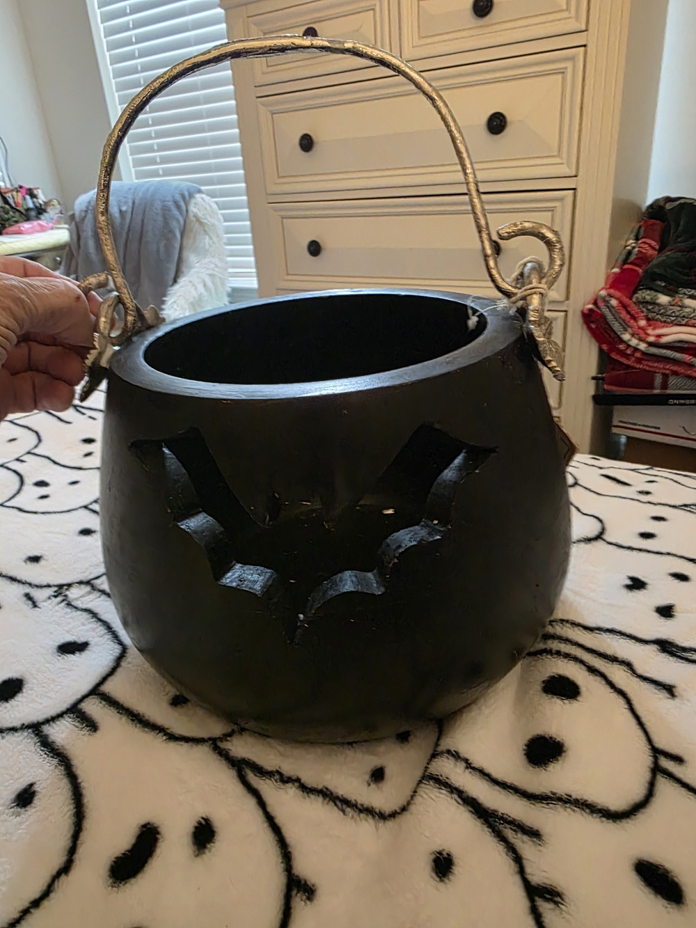 Martha Stewart Black Bat Cauldron with SILVER -Tone Handle